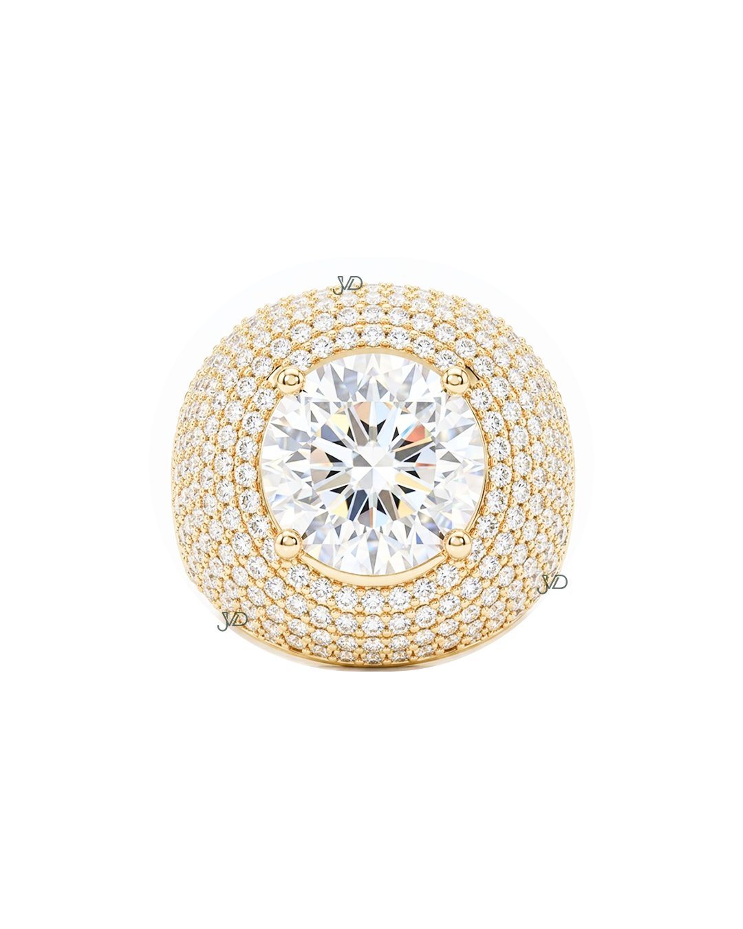 Luxury Round Cut Diamond Pinky Ring in Gold | Iced Out Statement Ring