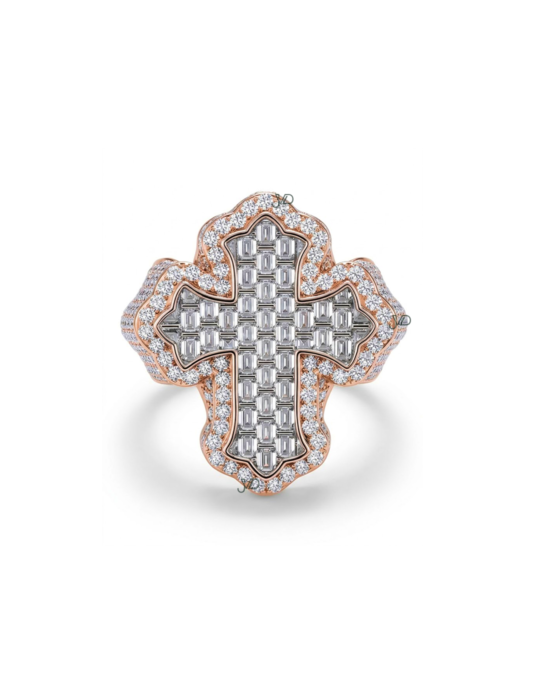 Cross Baguette Diamond Statement Ring | JVDSON