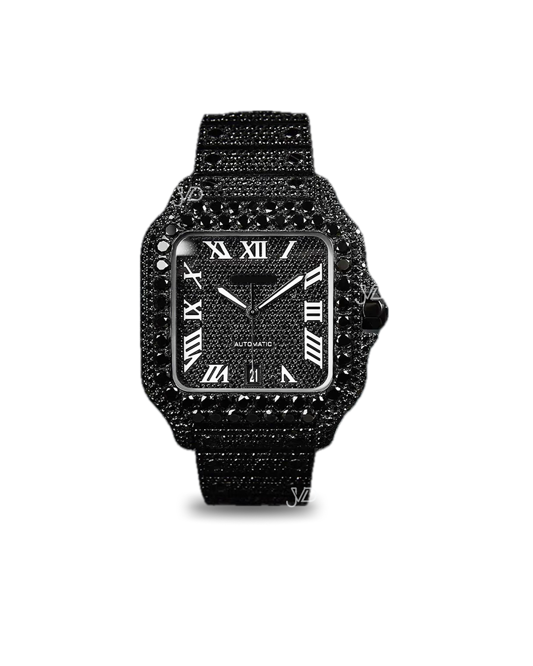 Cartier Santos Large - Custom Black Diamond with White Swords