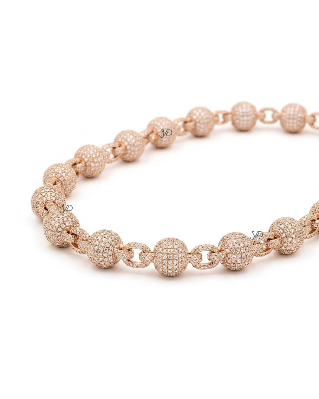 Rose Gold Diamond Sphere Link Chain