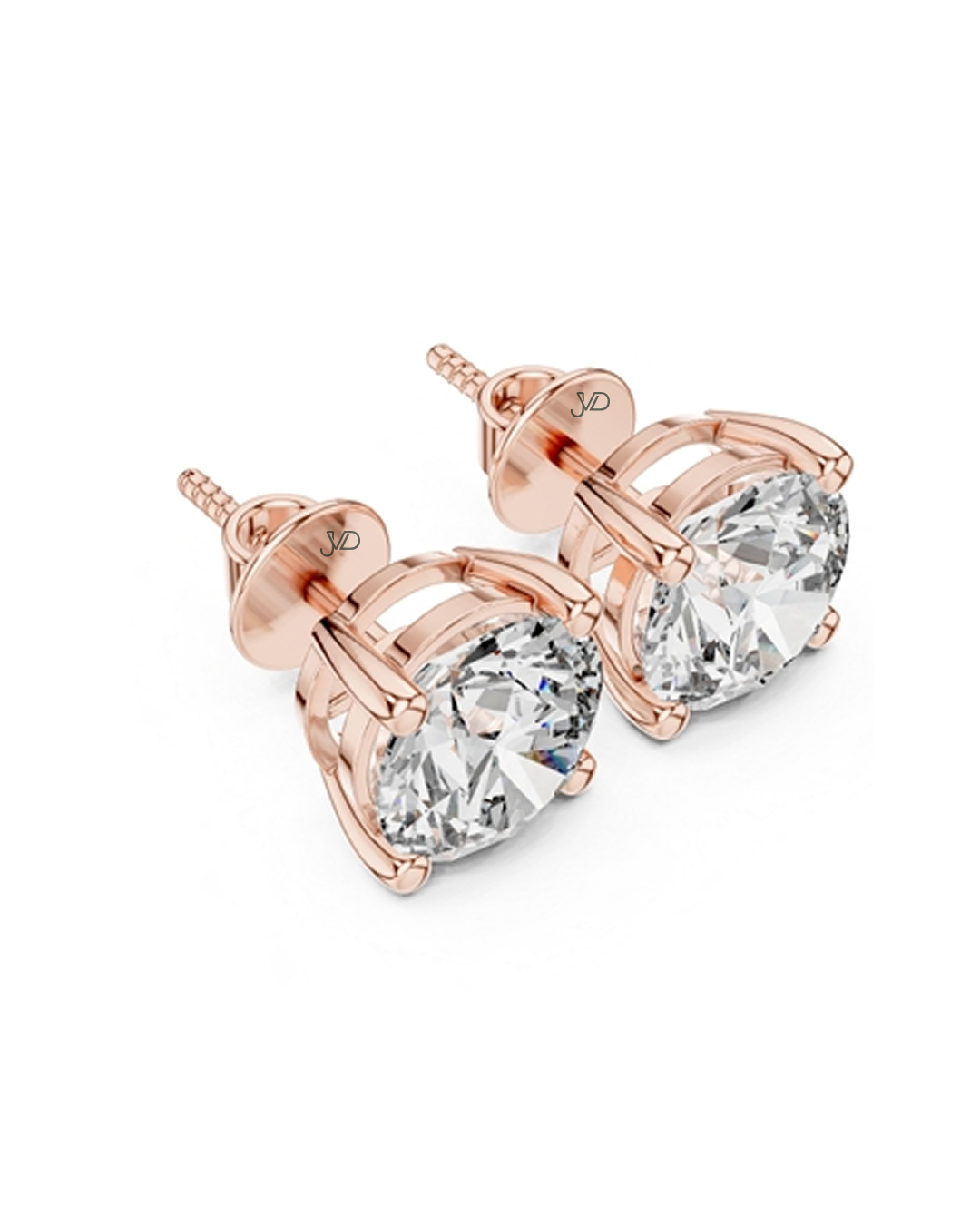 Luxury Round Cut Diamond Stud Earrings in Rose Gold | Elegant Solitaire Earrings