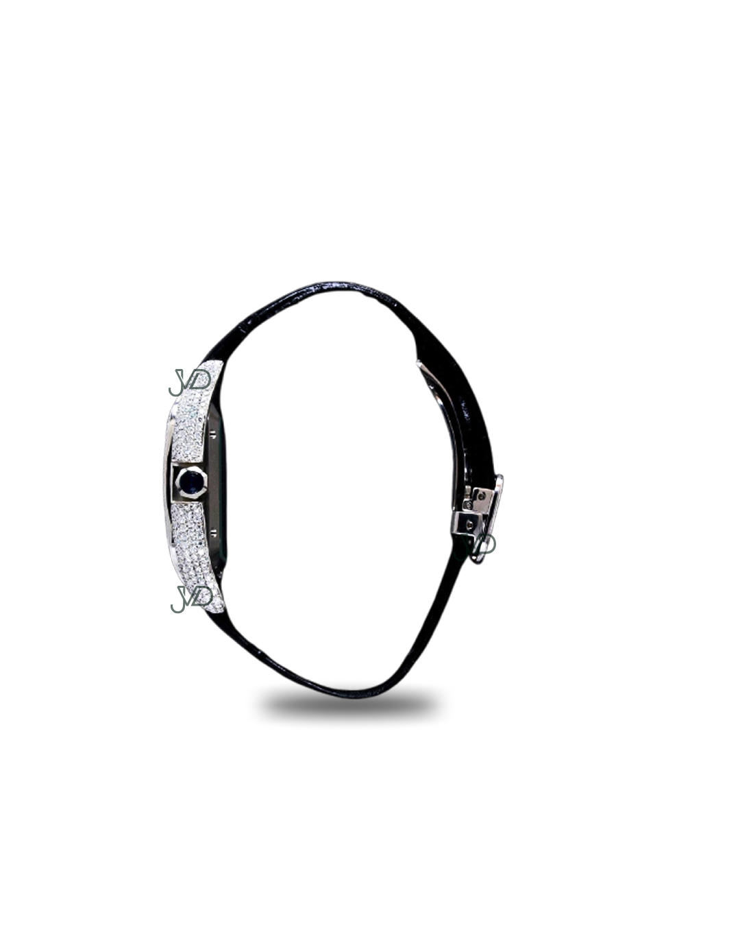Iced-Out Skeleton Diamond Automatic Watch | Square Iced-Out Moissanite Dial | Black Leather Strap | JVDSON thumbnail