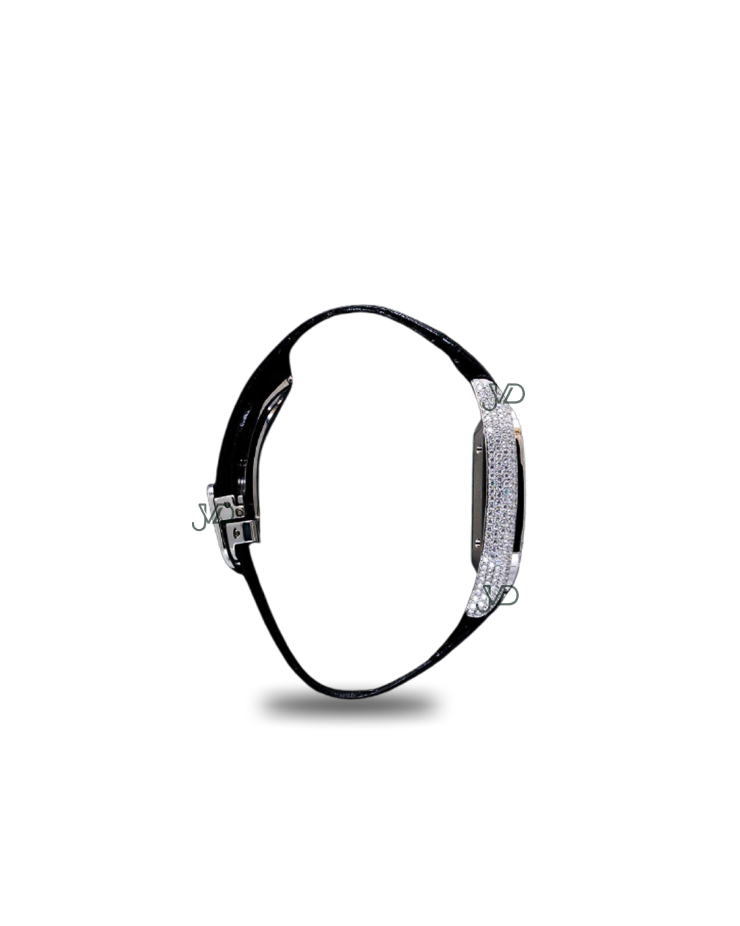 Iced-Out Skeleton Diamond Automatic Watch | Square Iced-Out Moissanite Dial | Black Leather Strap | JVDSON thumbnail