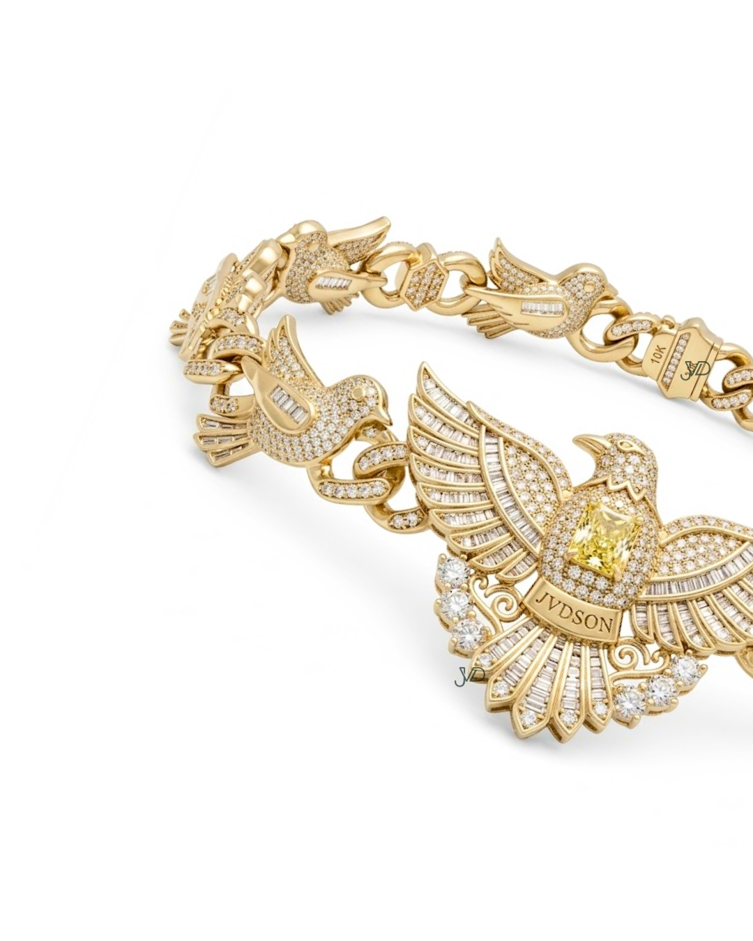 Iced Out Eagle Diamond Bracelet – 10KT Gold Hip Hop Luxury Statement Bracelet for Men thumbnail