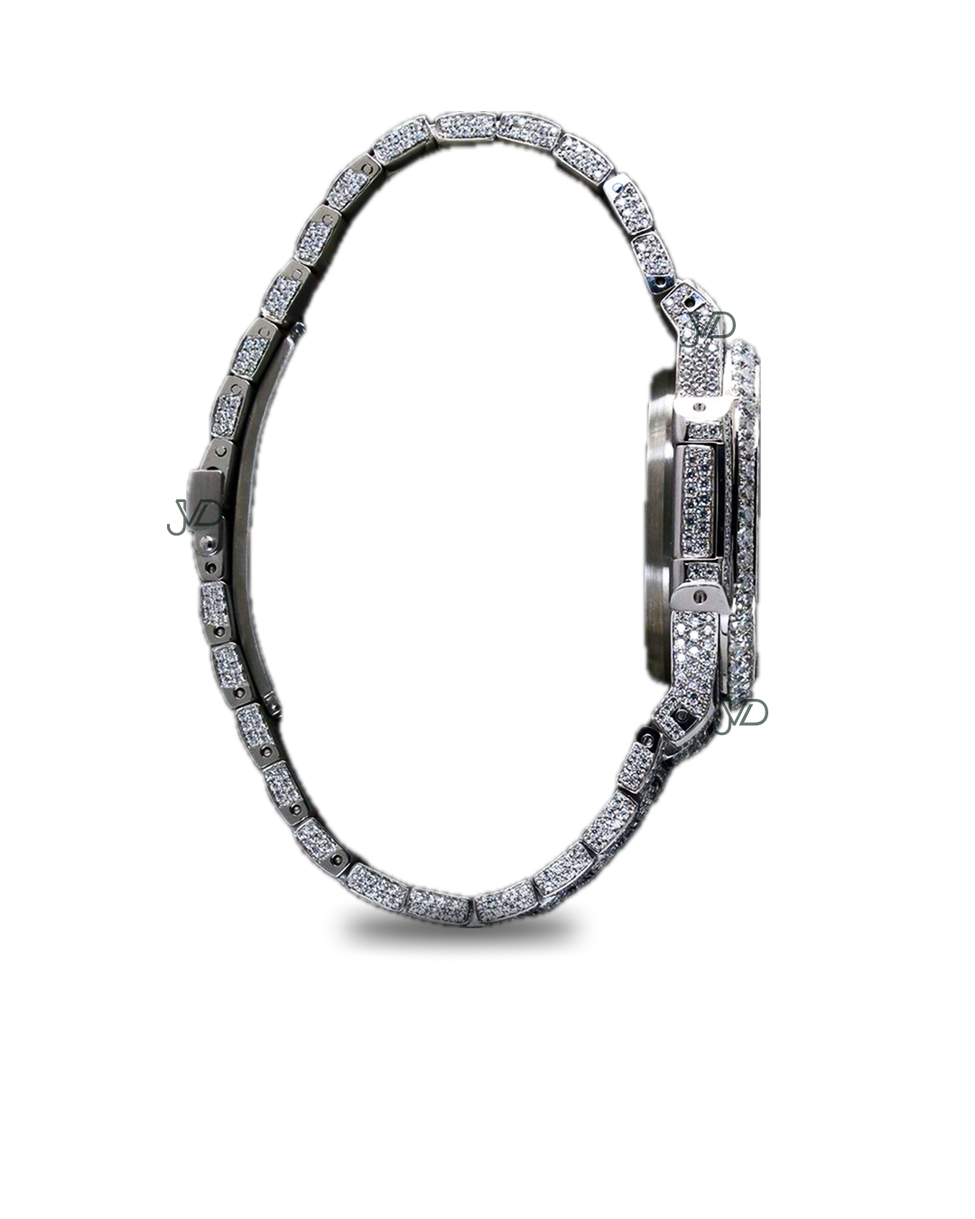 Iced Out Diamond Watch with Pink Dial in Stainless Steel | Luxury Hip Hop Watch thumbnail