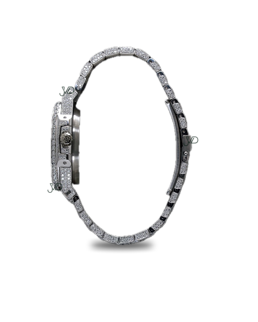 Iced Out Diamond Watch with Pink Dial in Stainless Steel | Luxury Hip Hop Watch thumbnail