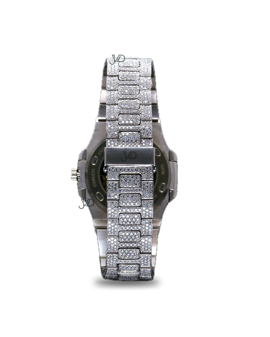 Iced Out Diamond Watch with Pink Dial in Stainless Steel | Luxury Hip Hop Watch thumbnail
