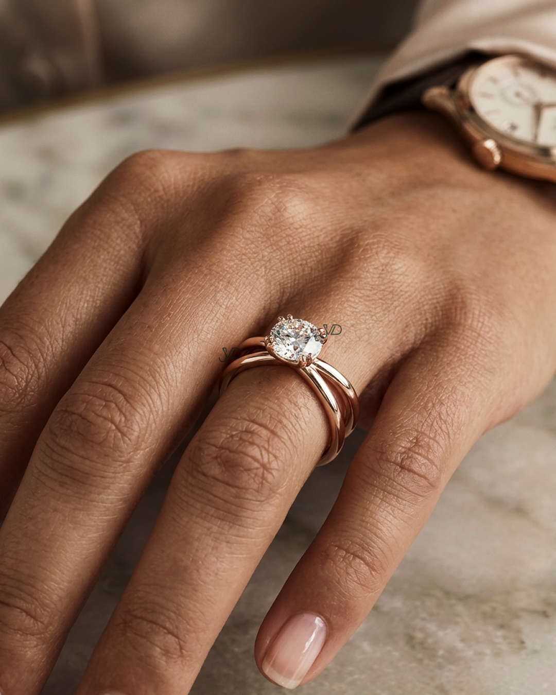 Round Brilliant Diamond Split Shank Engagement Ring | JVDSON thumbnail