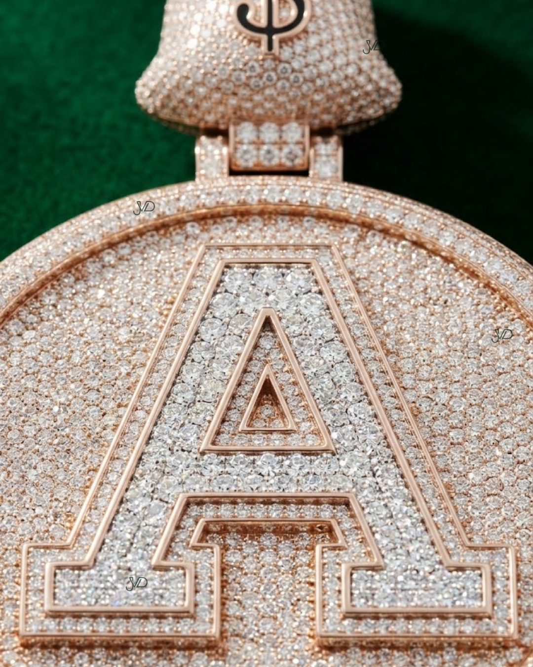 Custom A & B Letter Money Bag Pendant – Fully Iced Out Diamond Pendant thumbnail