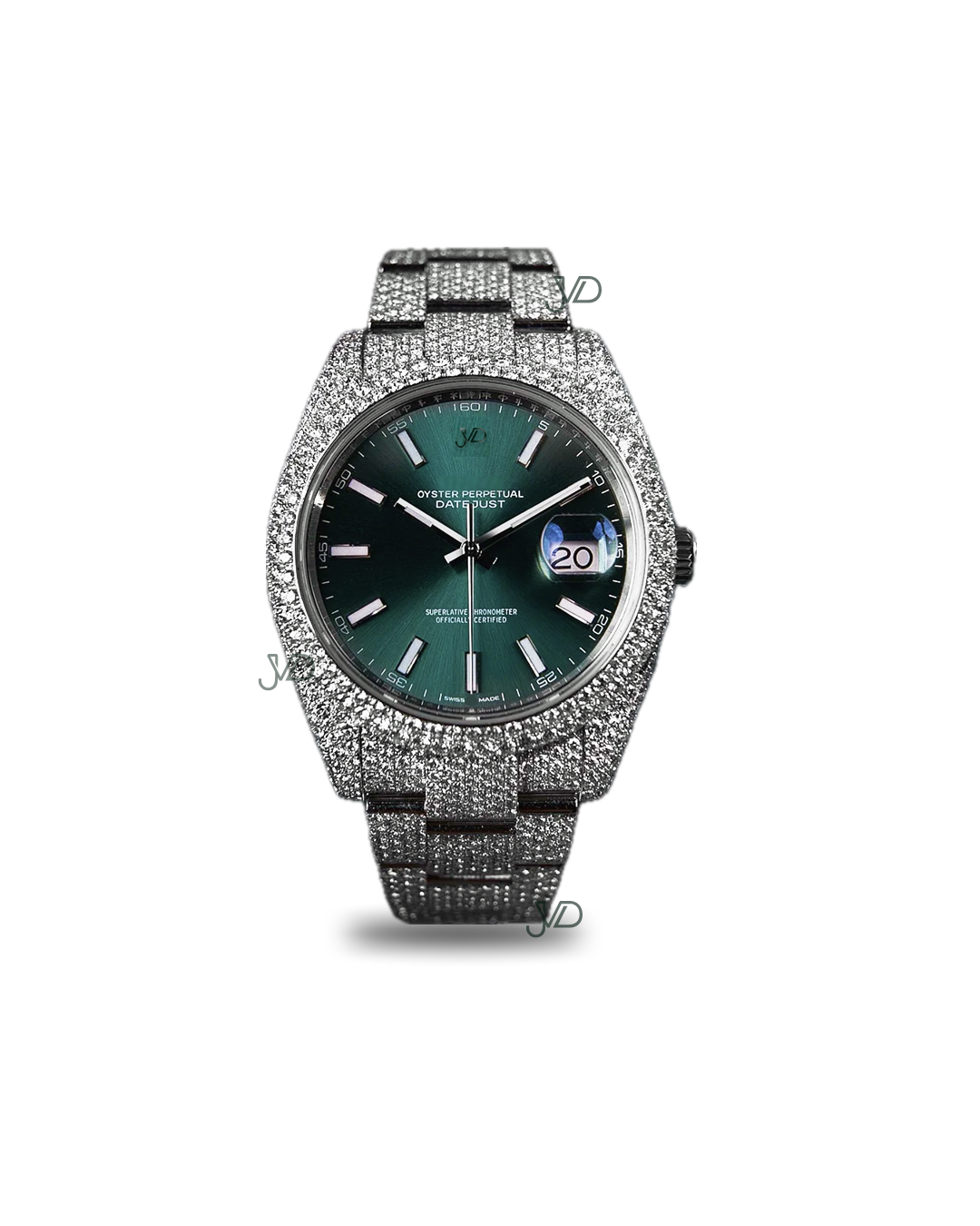 JVDSON Datejust 41 - Oystersteel - Mint Green - Custom Pavé Diamond Set - Oyster