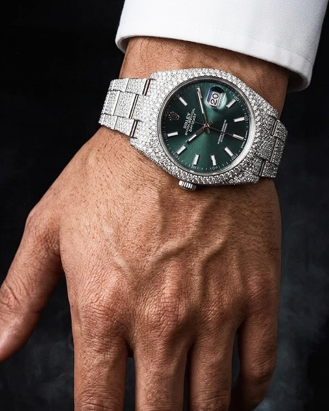 JVDSON Datejust 41 - Oystersteel - Mint Green - Custom Pavé Diamond Set - Oyster thumbnail