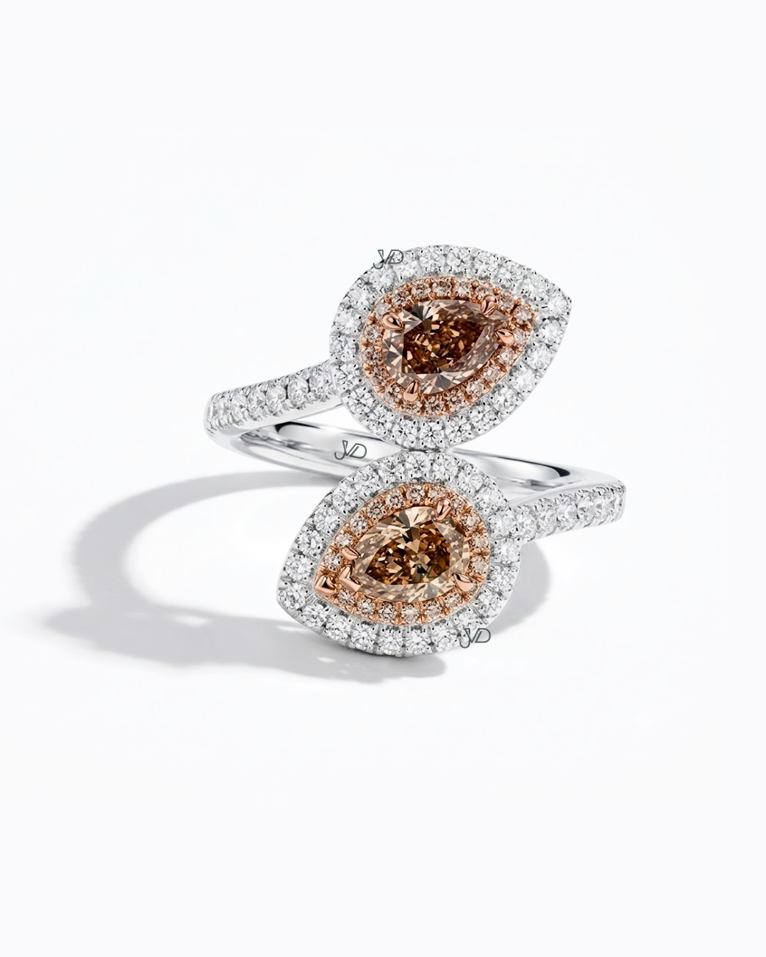 JVDSON Dual Pear Diamond Crossover Ring