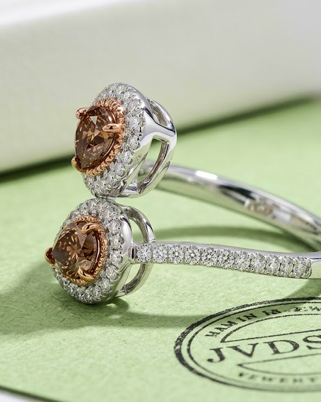JVDSON Dual Pear Diamond Crossover Ring thumbnail