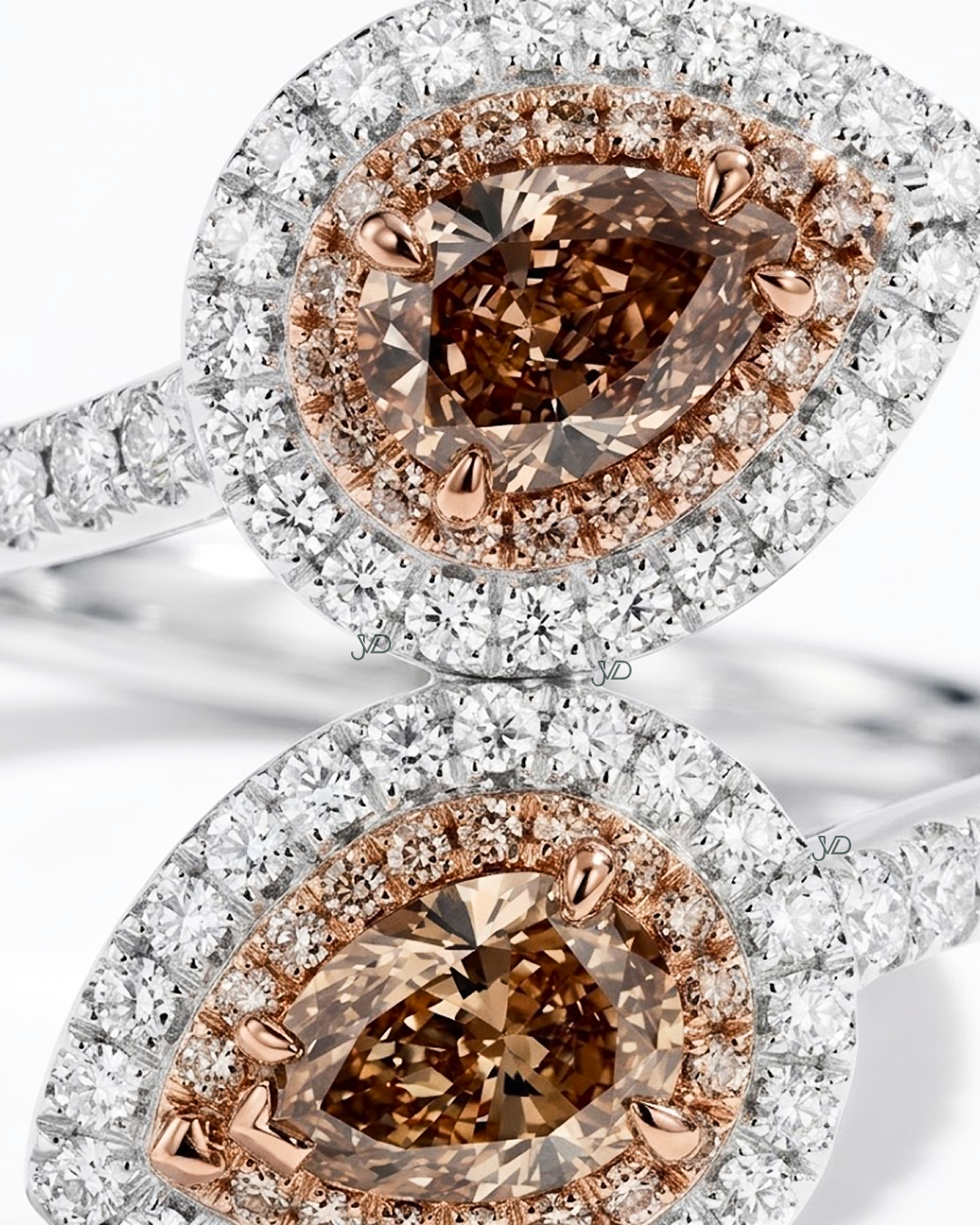JVDSON Dual Pear Diamond Crossover Ring thumbnail