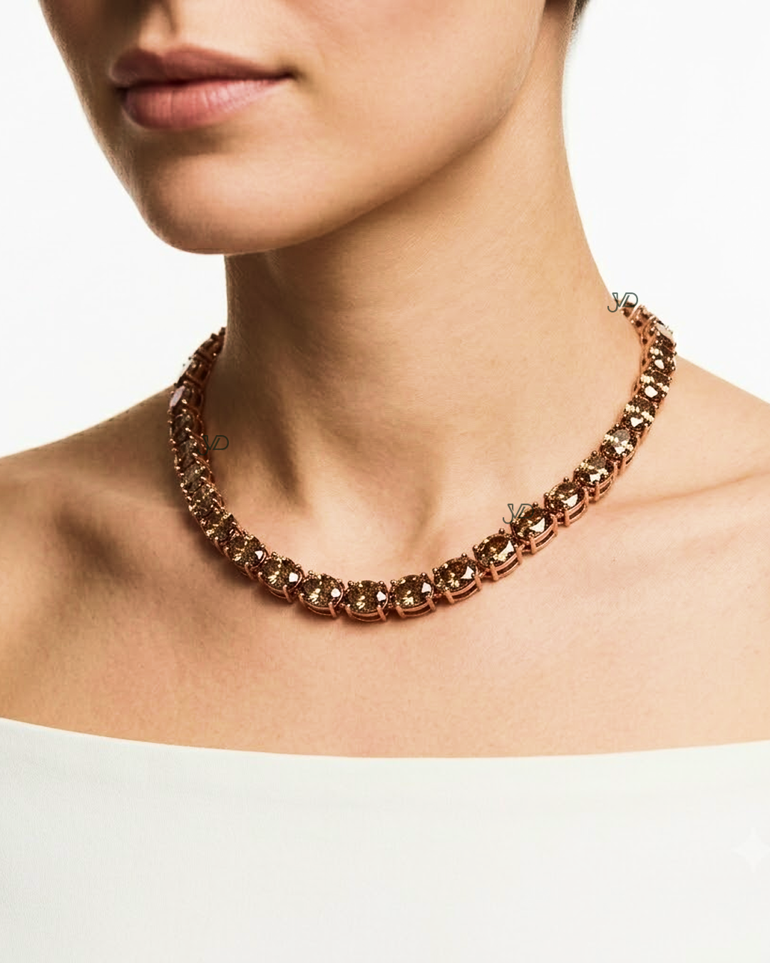 Ombre Brown Lab-Grown Diamond Rivière Necklace | JVDSON thumbnail