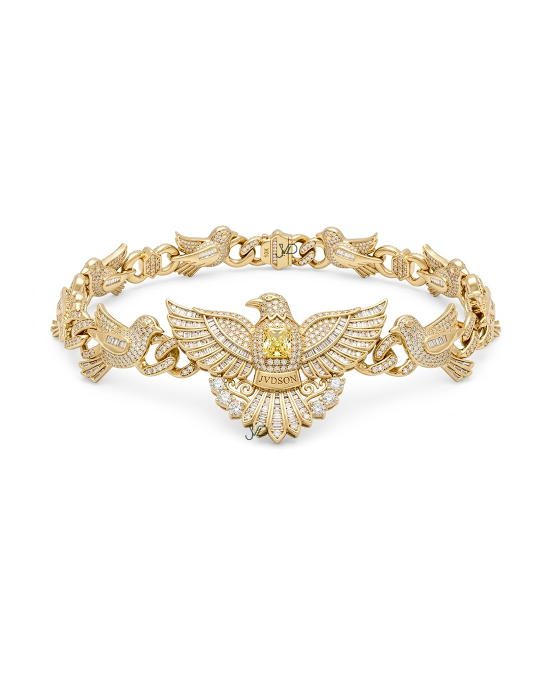 Iced Out Eagle Diamond Bracelet – 10KT Gold Hip Hop Luxury Statement Bracelet for Men
