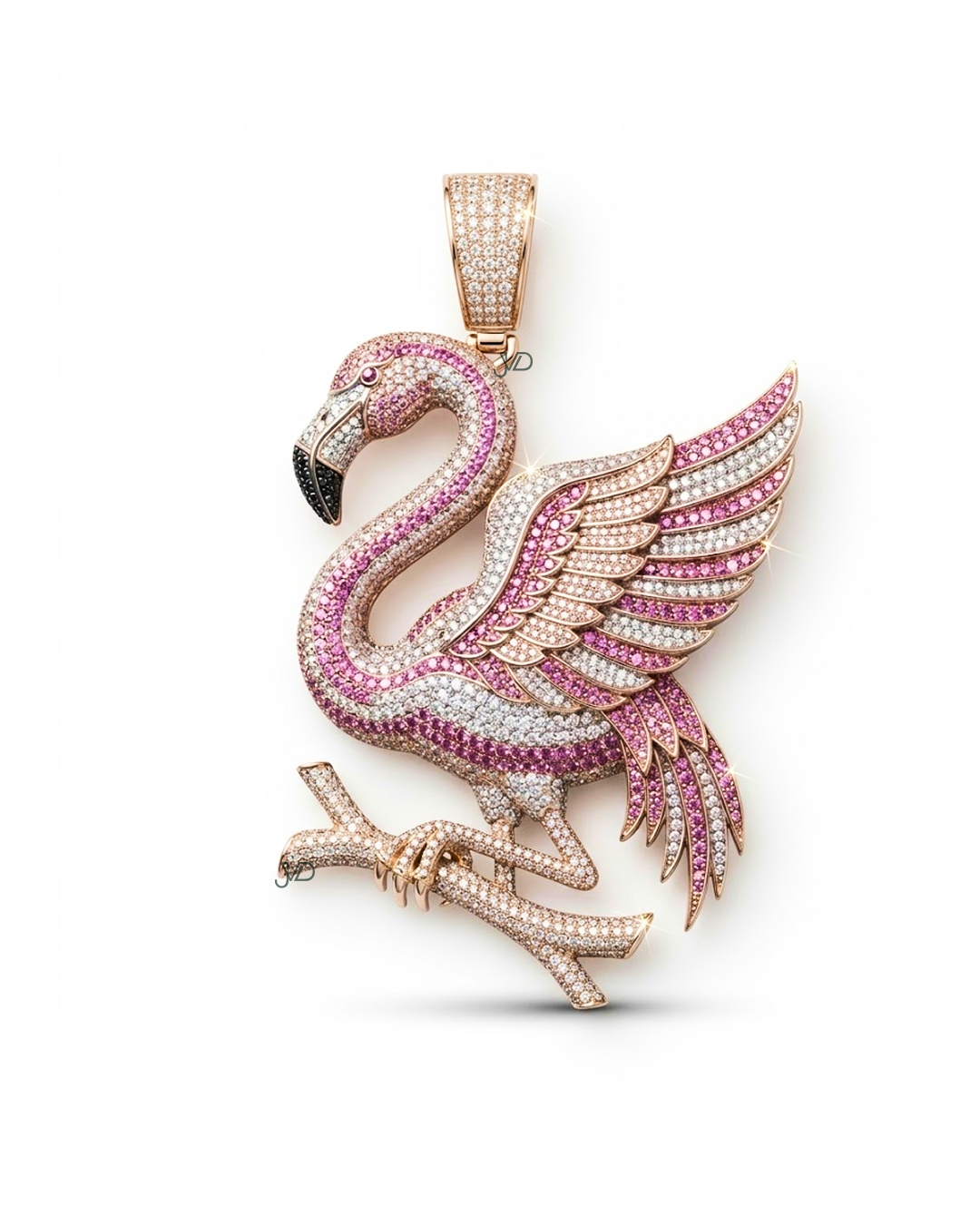 Luxury Flamingo Diamond Pendant in Rose Gold | Iced Out Hip Hop Pendant