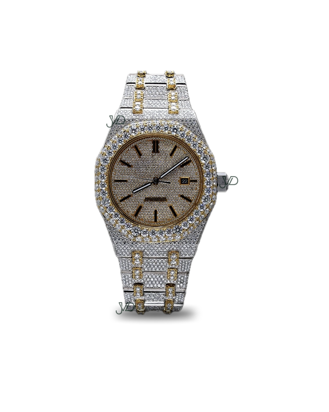 Luxury Two Tone Iced Out Diamond Yellow Watch | Custom Hip Hop Statement Timepiece