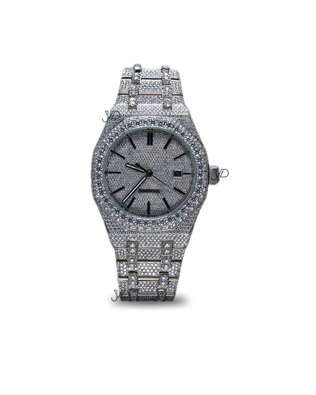 Luxury Fully Iced Out Diamond Silver Tone Watch | Silver Hip Hop Statement Timepiece